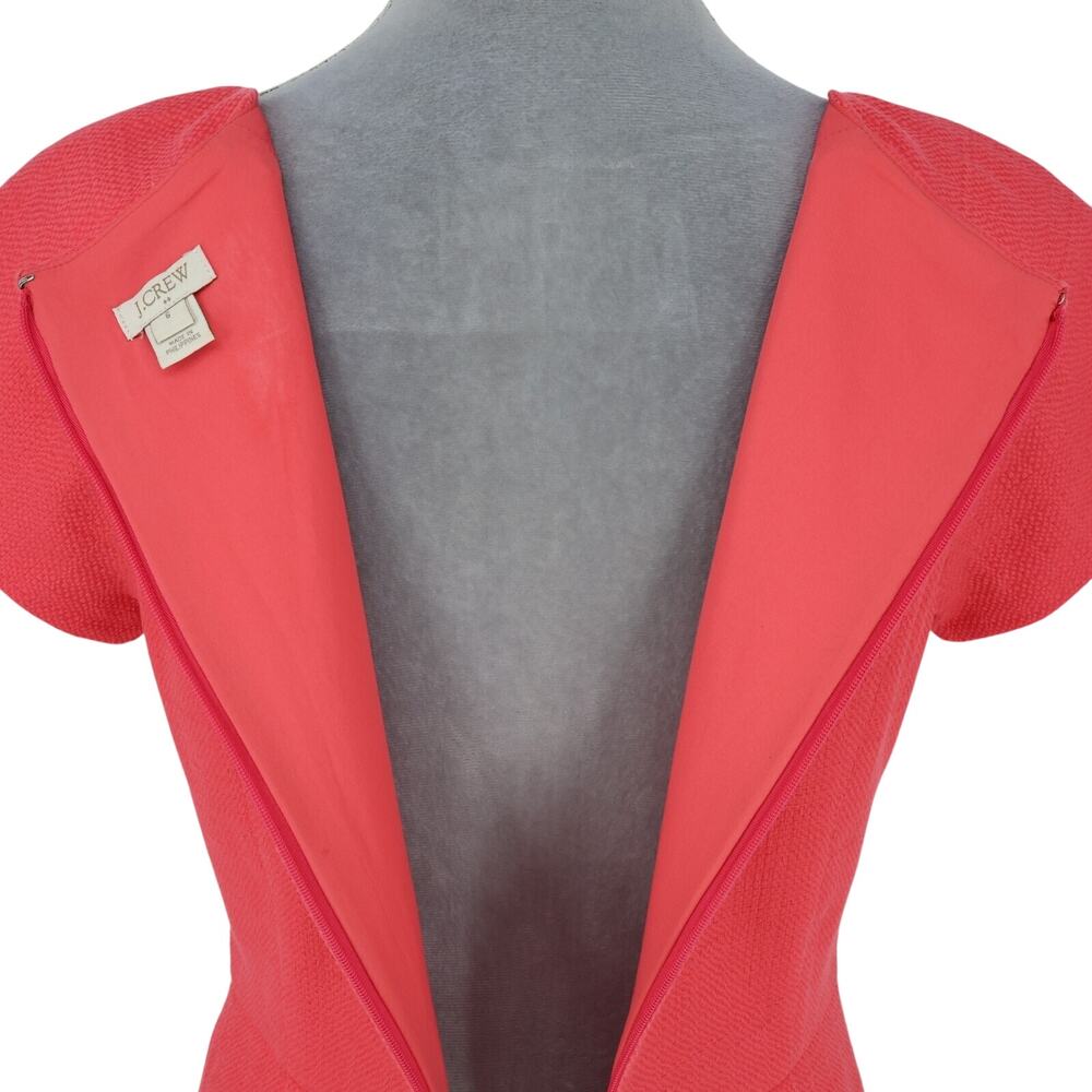 J Crew Dress Womens 6 Salmon Pink Woven Sheath Back Zip Lined Fitted Career - Picture 11 of 14